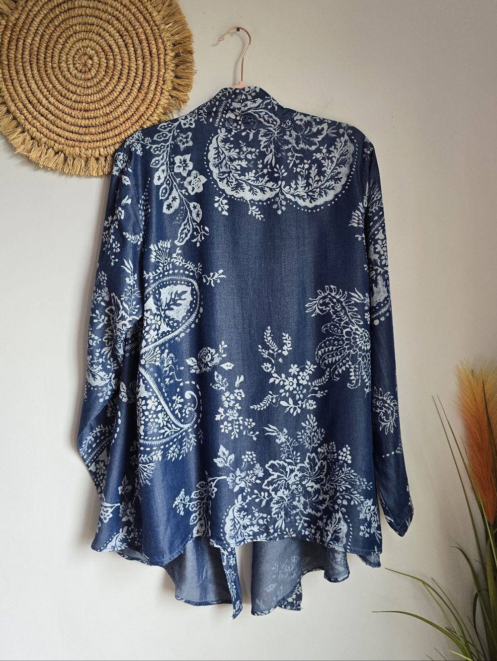 Laurie Felt NEW Penny Lane Paisley Chambray Lightweight Jacket Topper SZ Large - Picture 6 of 12